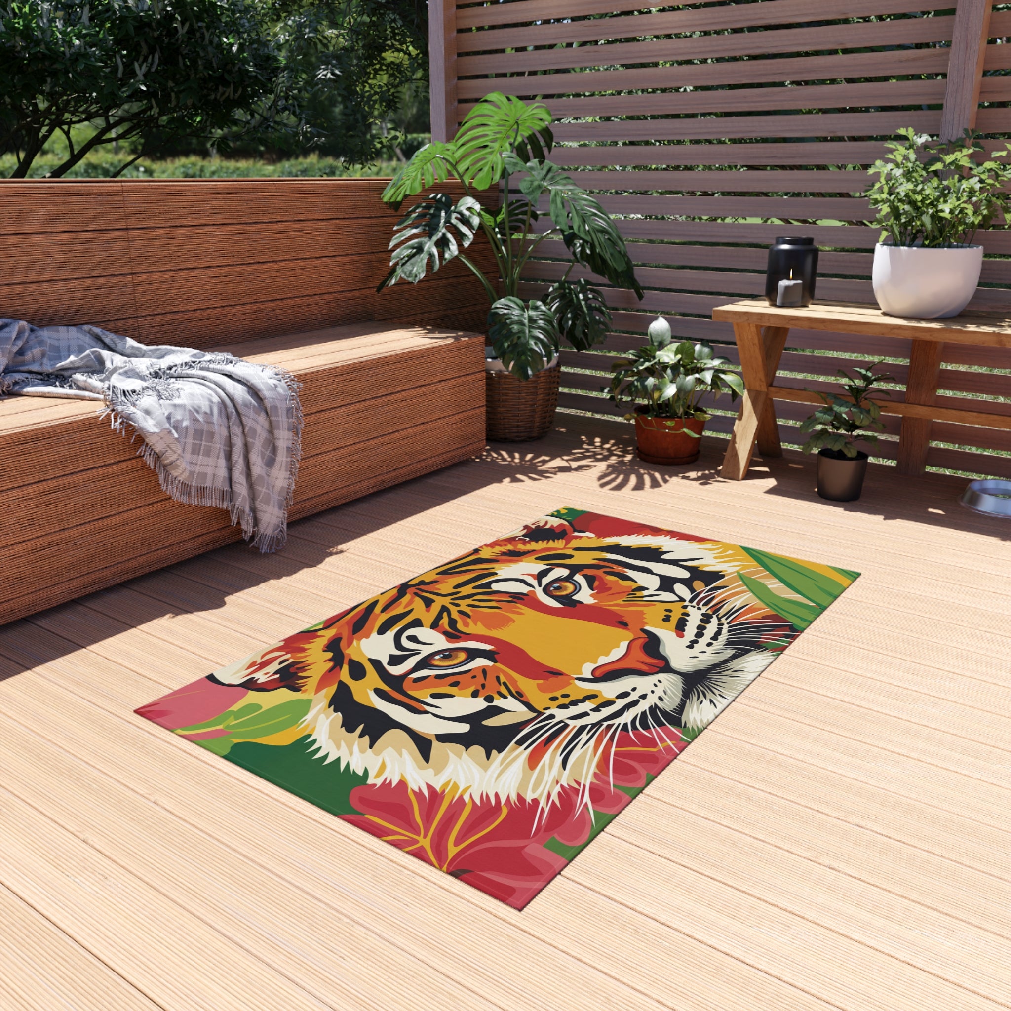 Tappeto da esterno - Zerbino con faccia di tigre tropicale