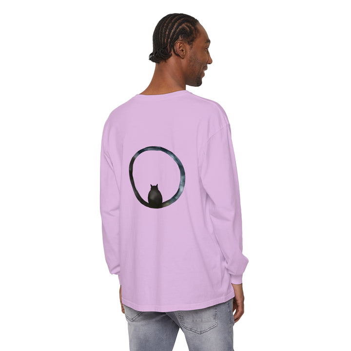 Black long sleeve unisex t-shirt with a mystifying sphere print