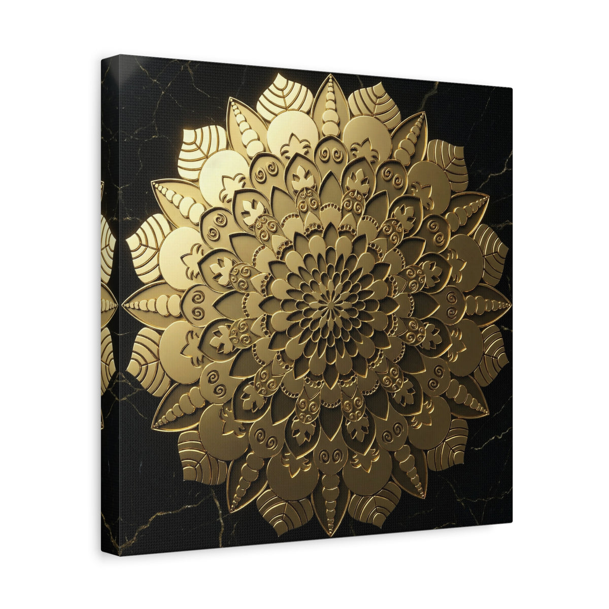 Midnight Mandala Reflection – Stretched Matte Canvas
