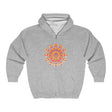 Colorful mandala hoodie in a vibrant and eye-catching psychedelic art style