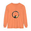 Black Cat Moon Glow Long Sleeve T-Shirt with a spooky, glowing moon and black cat design on a comfortable, soft fabric