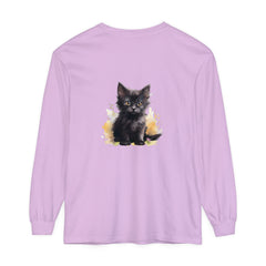 Black Kitten Watercolor Splash T-Shirt with playful and vibrant feline design