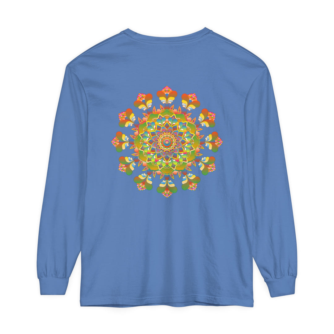 Vibrant Mandala Long Sleeve T-Shirt featuring colorful and intricate art design