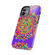 Phone case featuring a hand-drawn purple mandala art design for protection and style