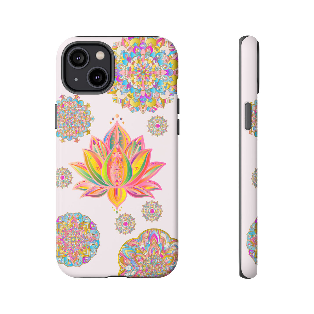 Light pink lotus flower mandala design phone case, a beautiful accessory for your device