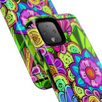 Floral Fantasy iPhone and Google Pixel Case in Bright Green Palette