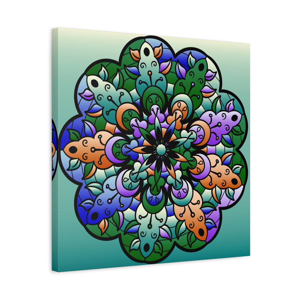 Floral Mandala Matte Canvas Print — Colorful Stretched Wall Art