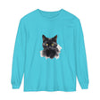 Black Cat Portrait Unisex Long Sleeve T-Shirt, featuring a detailed feline design
