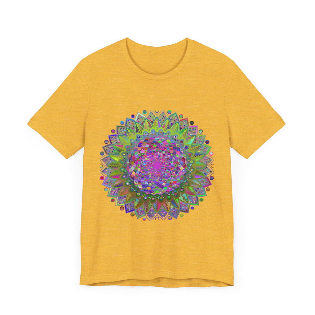 Vibrant Mandala Tee with Colorful Geometric Art, perfect for adding a pop of color to your wardrobe