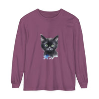 Black Cat Watercolor Unisex T-Shirt featuring a realistic watercolor painting of a sleek black cat on a high-quality, comfortable unisex t-shirt
