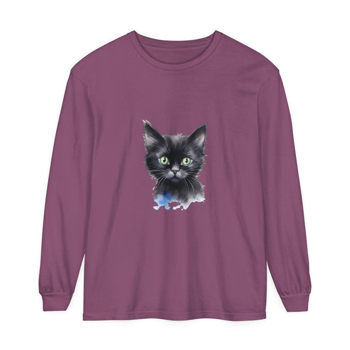 Black Cat Watercolor Unisex T-Shirt featuring a realistic watercolor painting of a sleek black cat on a high-quality, comfortable unisex t-shirt