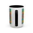 Beautiful ceramic mug featuring a vibrant mandala art design with colorful floral patterns, perfect for sipping your favorite hot beverage in style