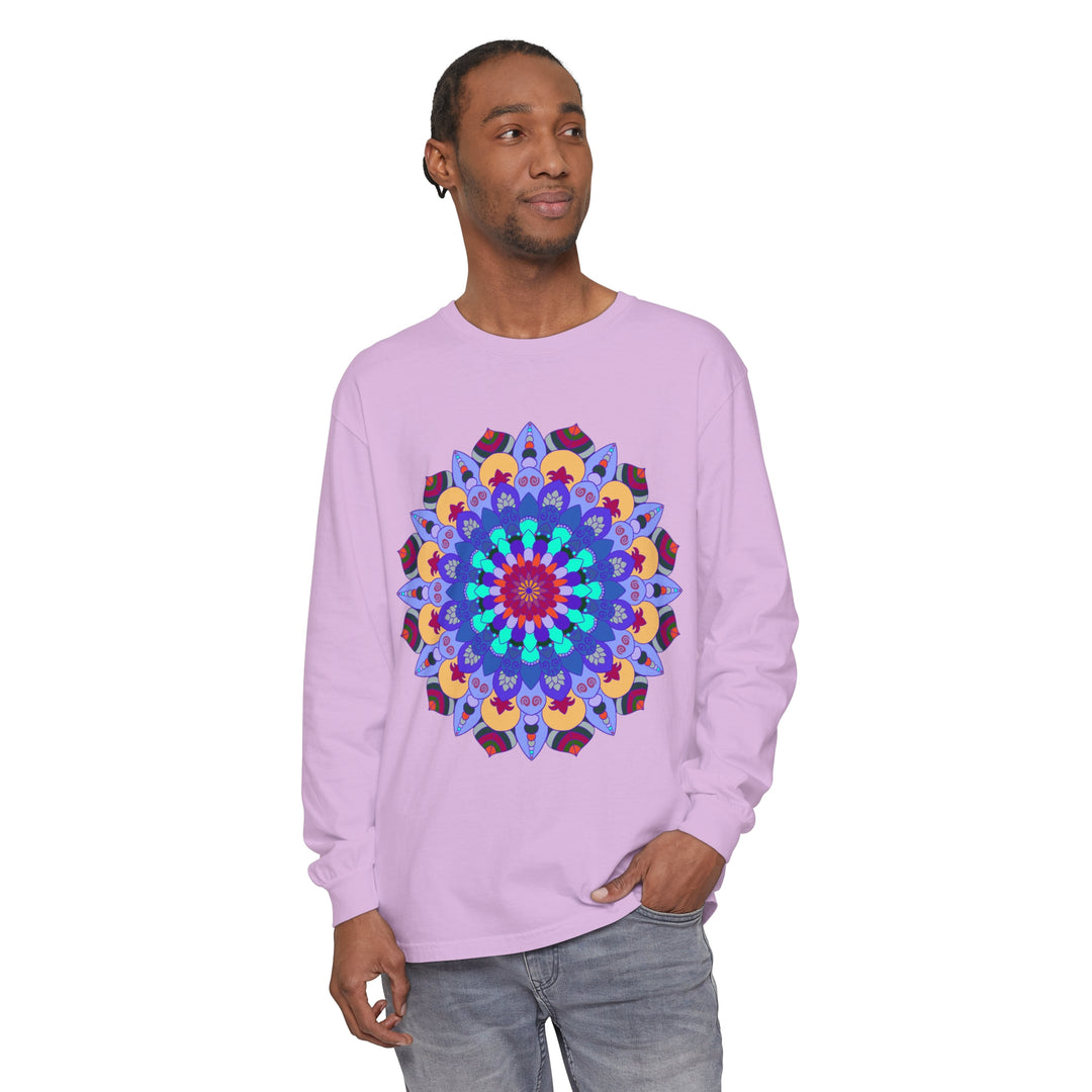 Colorful and intricate mandala design long sleeve t-shirt for vibrant style