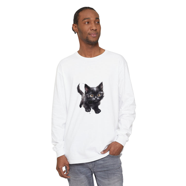 Adorable watercolor t-shirt featuring a playful kitten design, perfect for cat lovers