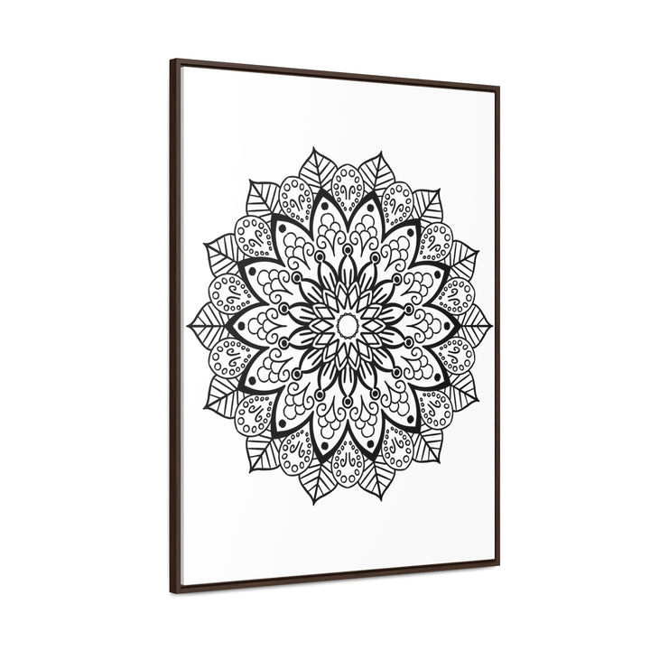 Handmade Mandala Art in Black and White, Gallery Canvas Wrap, Vertical Frame for Wall Decor