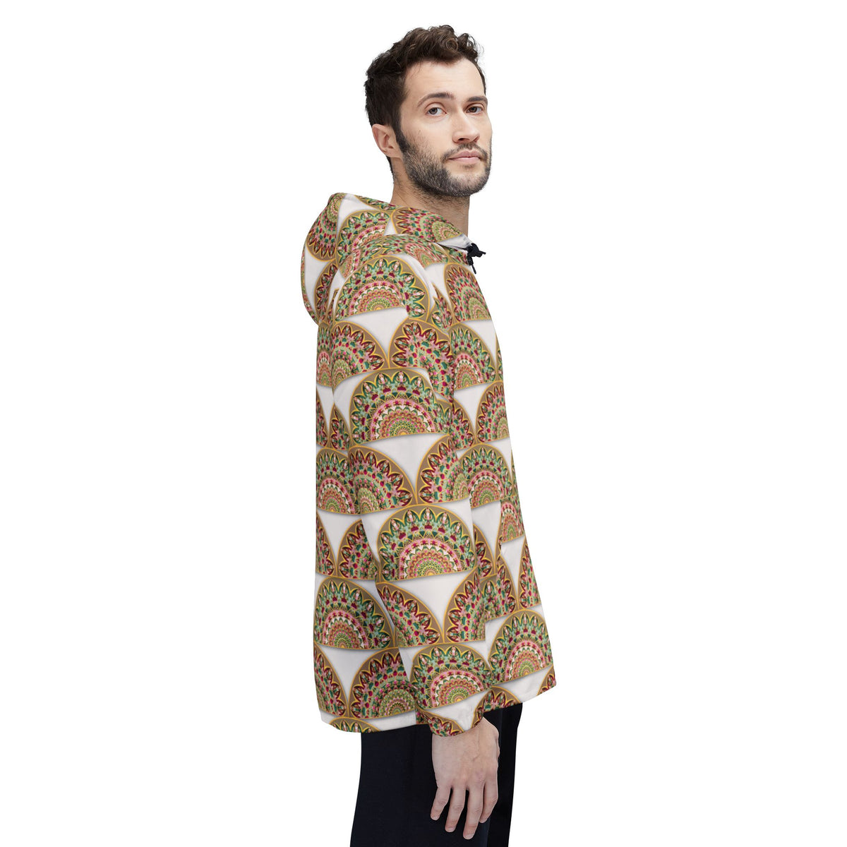 Art Deco Fan Pattern Windbreaker Jacket