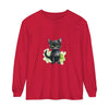 Black Cat Watercolor Long Sleeve T-Shirt with vibrant watercolor design