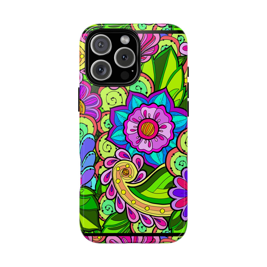 Floral Fantasy iPhone and Google Pixel Case in Bright Green Palette