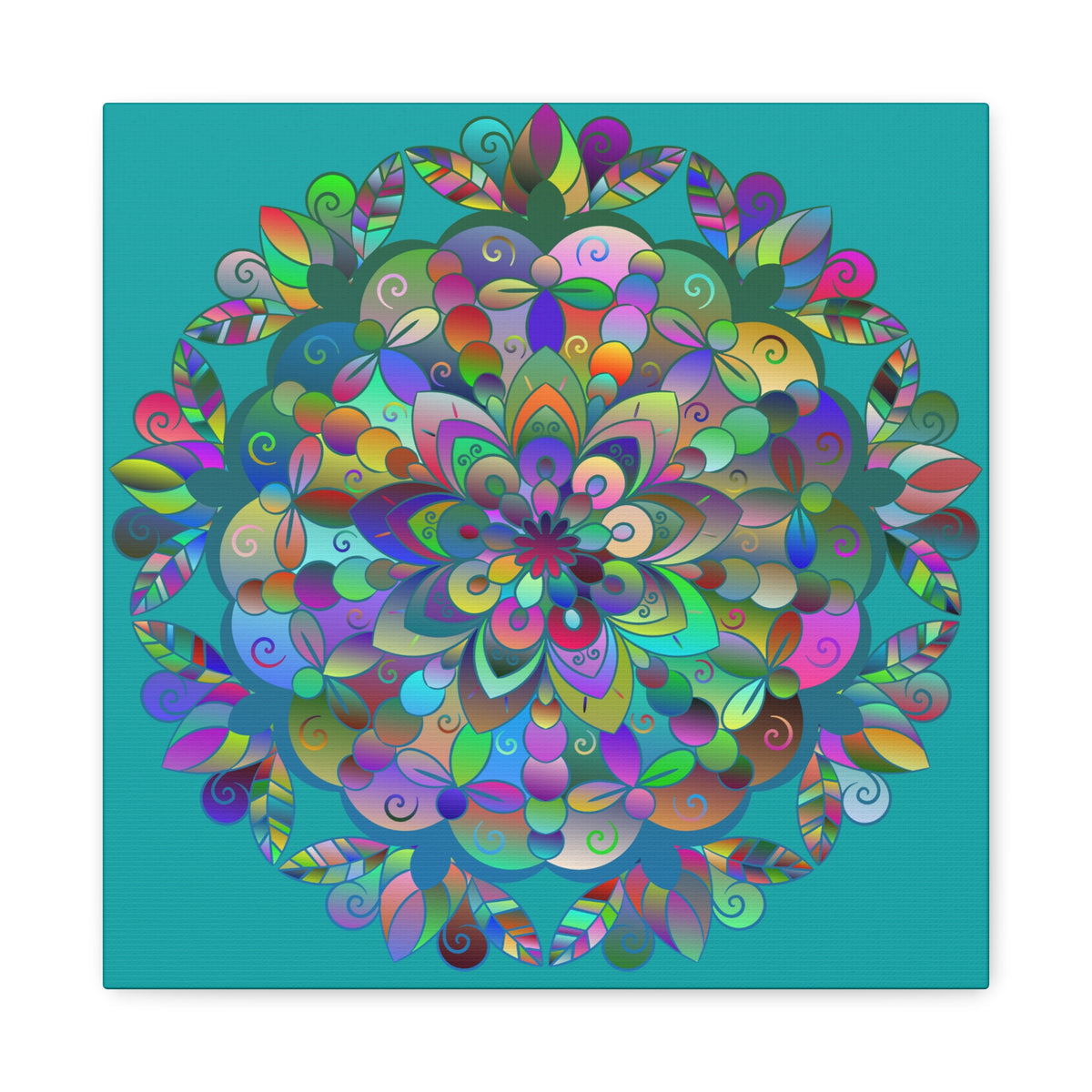 Colorful Floral Mandala Matte Canvas Wall Art — Stretched 1.25"