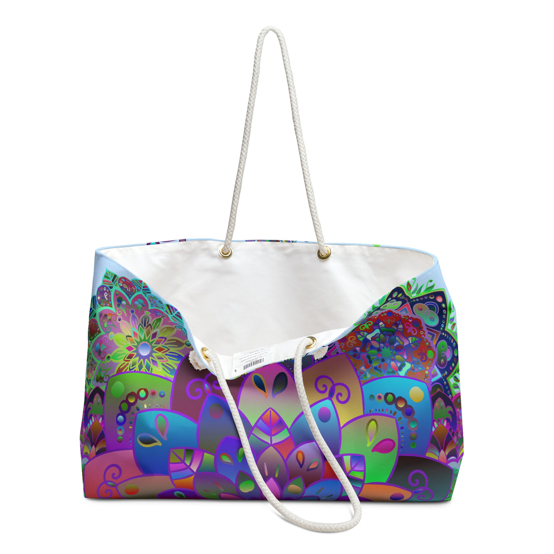 Floral Mandala Weekender Bag - Serene Blue Travel Tote for Adventures