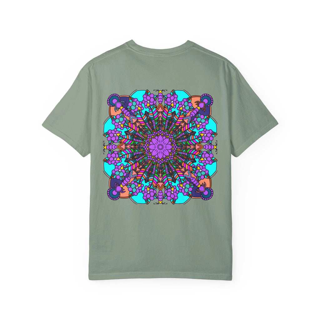 Unisex Mandala T-Shirt made from 100% Ring-Spun Cotton, featuring Hand-Drawn Mandala Art and Garment-Dyed for Extra Comfort