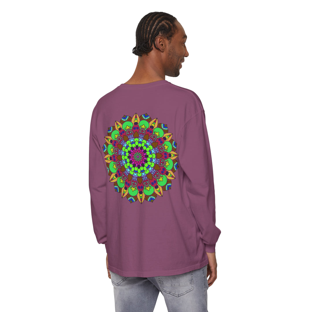 Colorful Mandala Unisex Long Sleeve T-Shirt perfect for casual and everyday wear