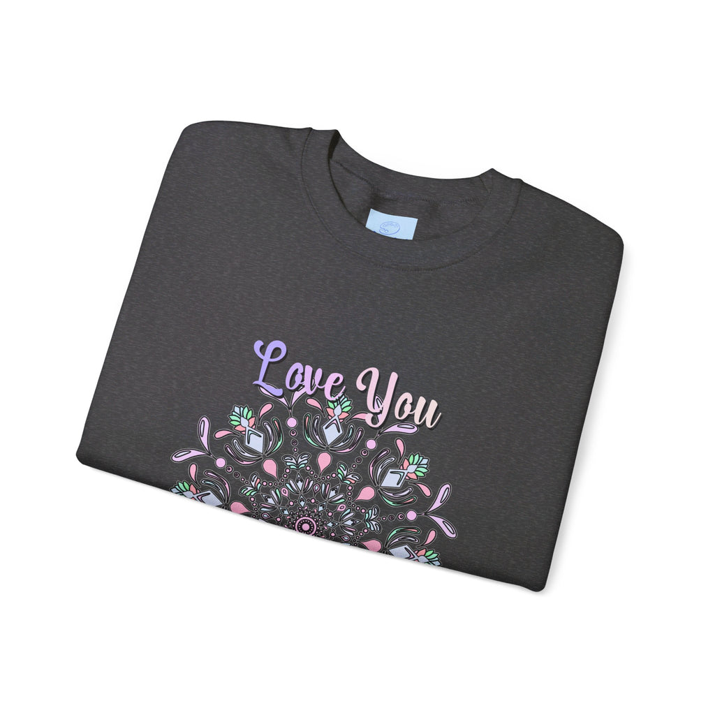 Cozy and stylish unisex crewneck sweatshirt with 'Love You Mom' design, perfect birthday gift for any mother