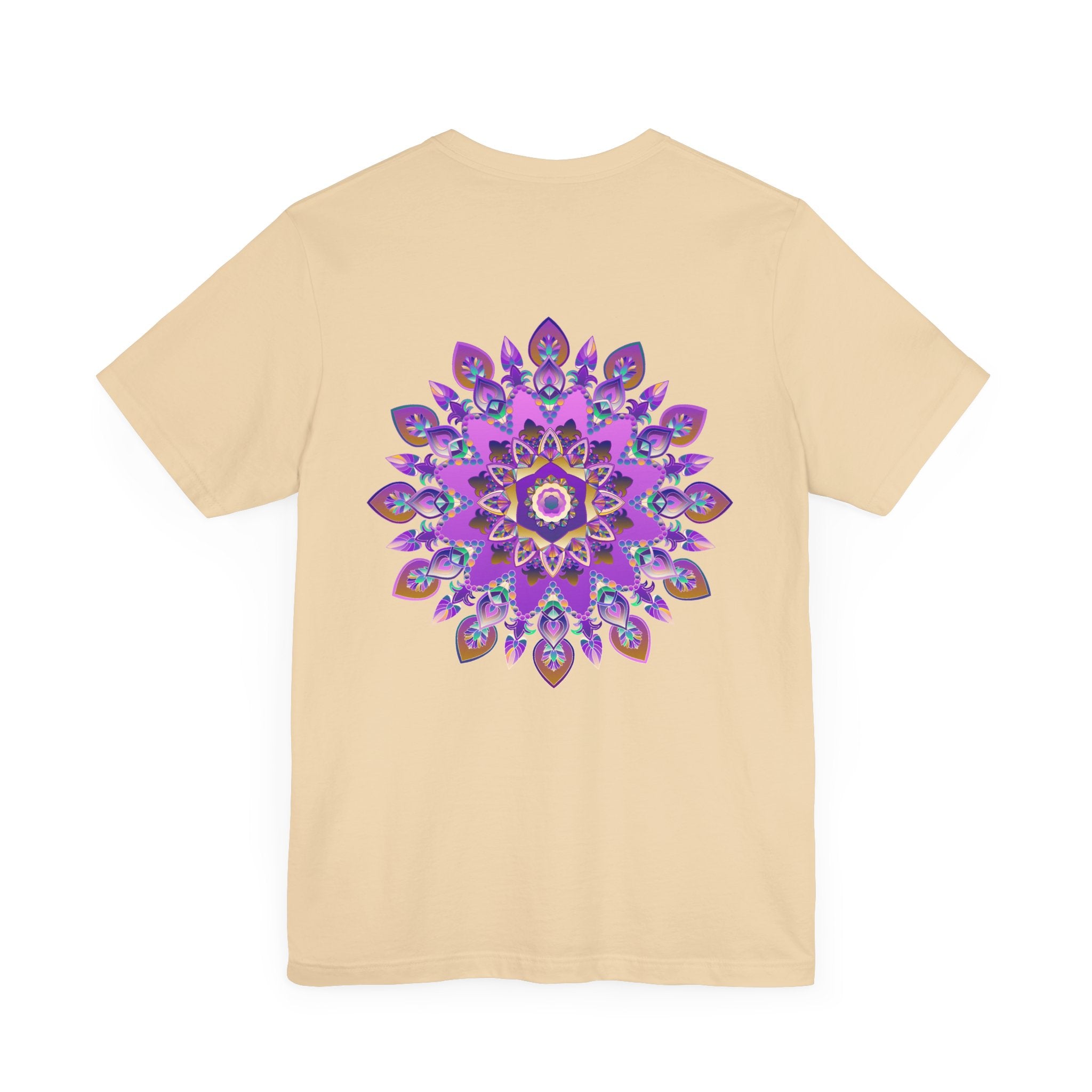 Vibrant purple mandala t-shirt featuring intricate design for spiritual peace and harmony, perfect for yoga and meditation enthusiasts