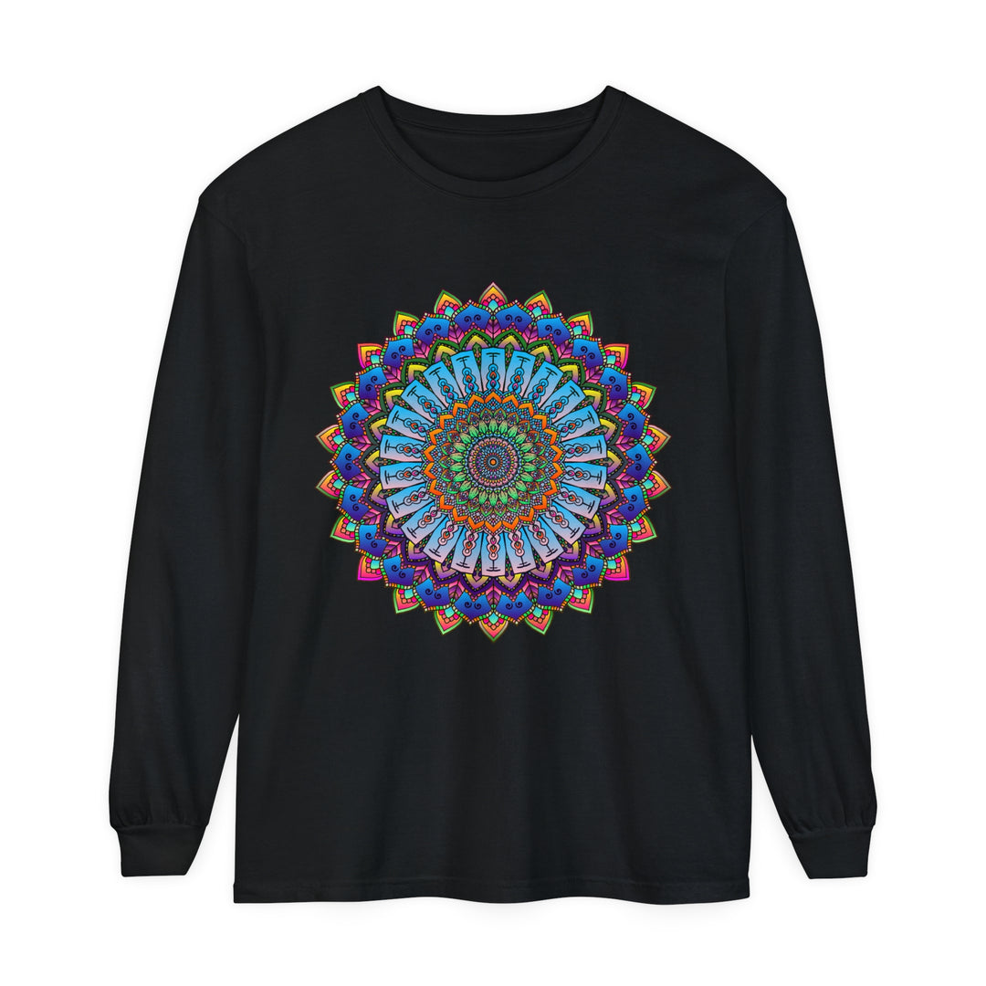 Vibrant Mandala Long Sleeve T-Shirt - Unisex in pipe-separated format:

Colorful mandala design on long sleeve unisex t-shirt