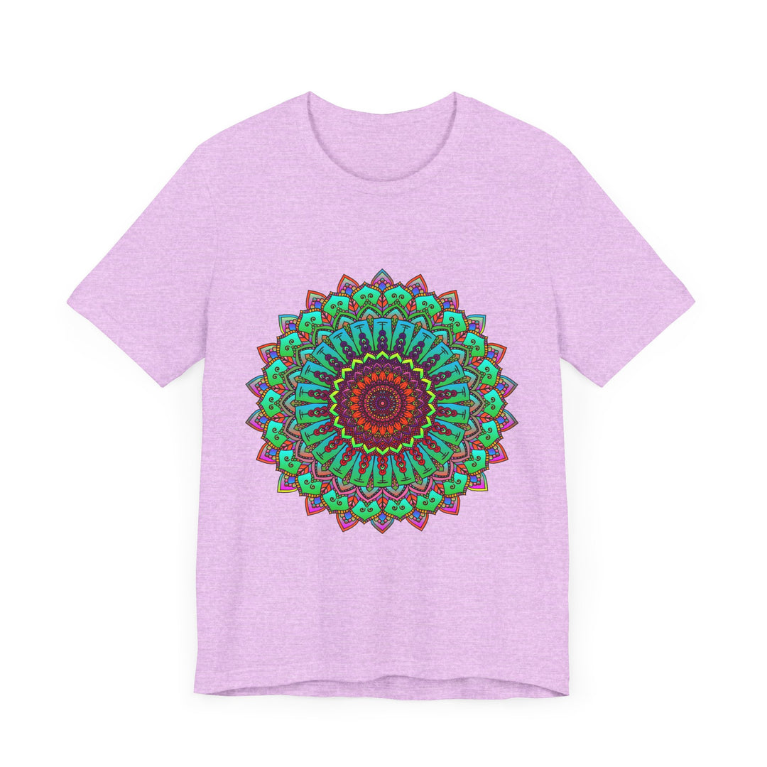 Vibrant mandala tee featuring colorful spiritual art, perfect for expressing unique style and embracing positive energy