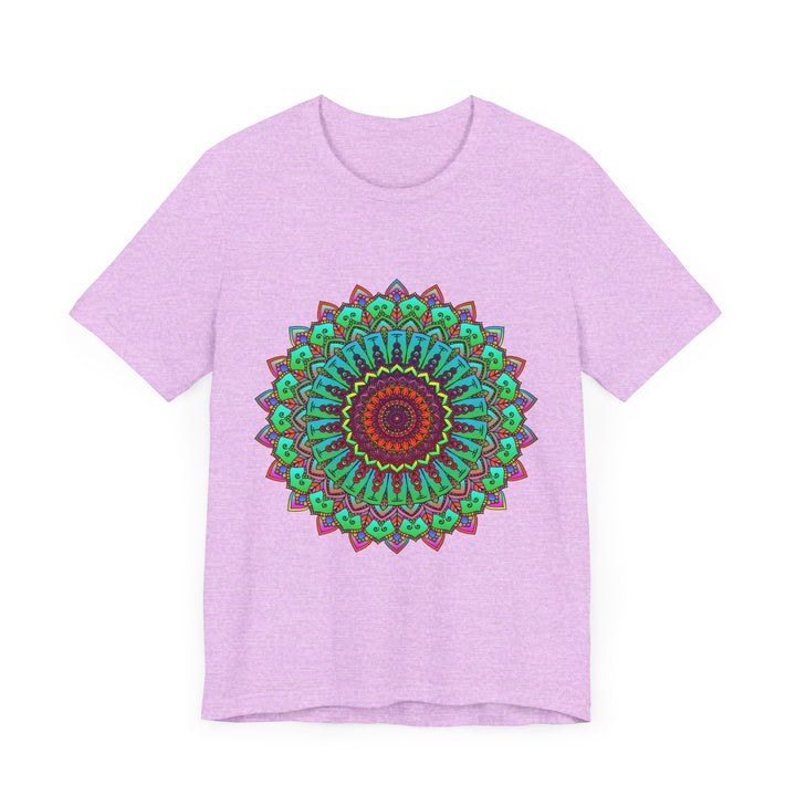 Vibrant mandala tee featuring colorful spiritual art, perfect for expressing unique style and embracing positive energy