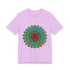 Vibrant mandala tee featuring colorful spiritual art, perfect for expressing unique style and embracing positive energy