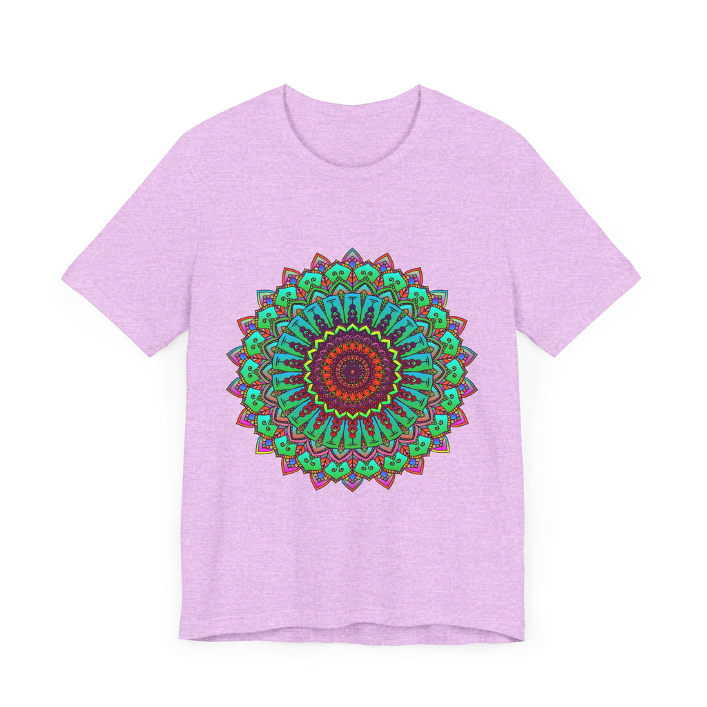 Vibrant mandala tee featuring colorful spiritual art, perfect for expressing unique style and embracing positive energy