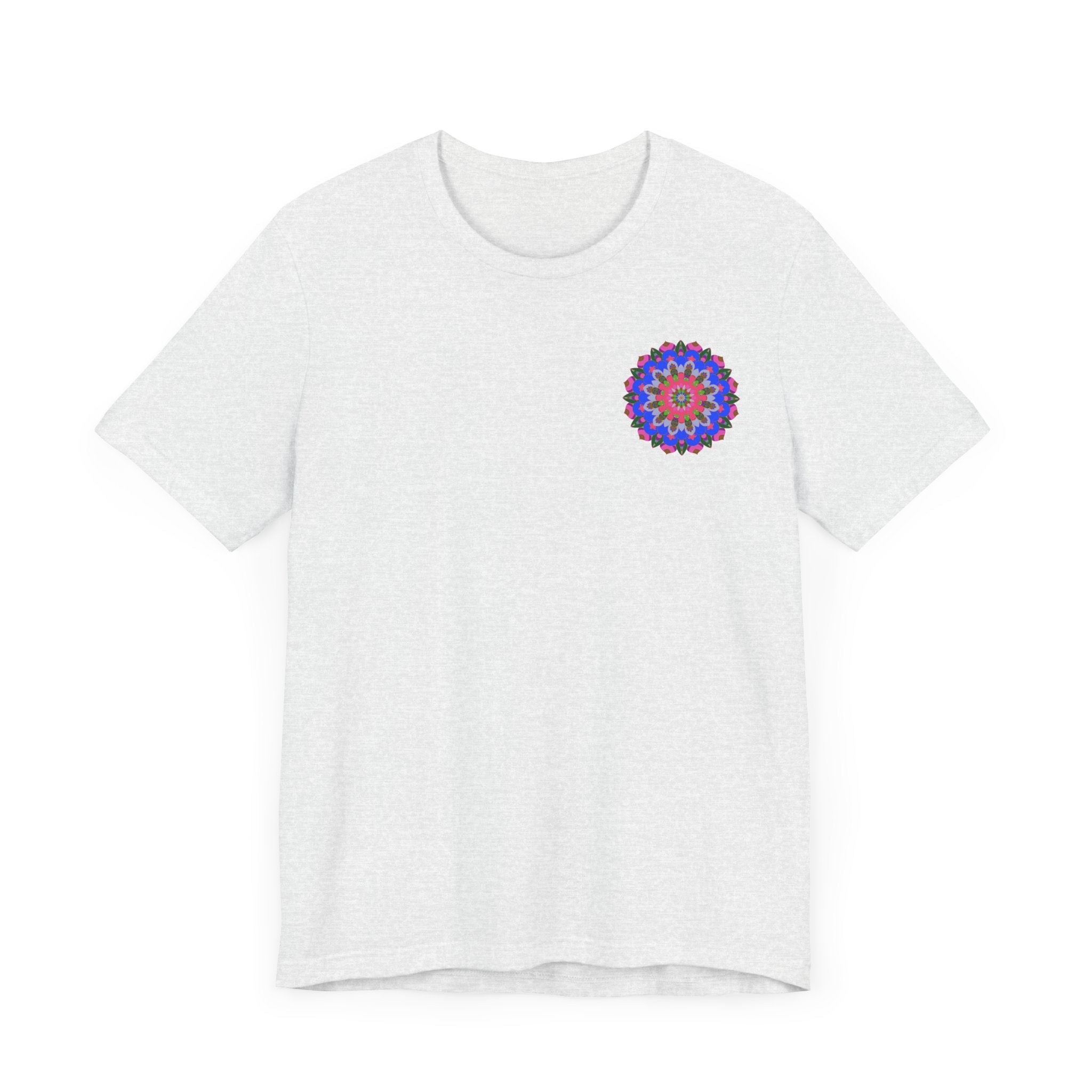 A vibrant mandala tee featuring intricate spiritual designs for peace and harmony