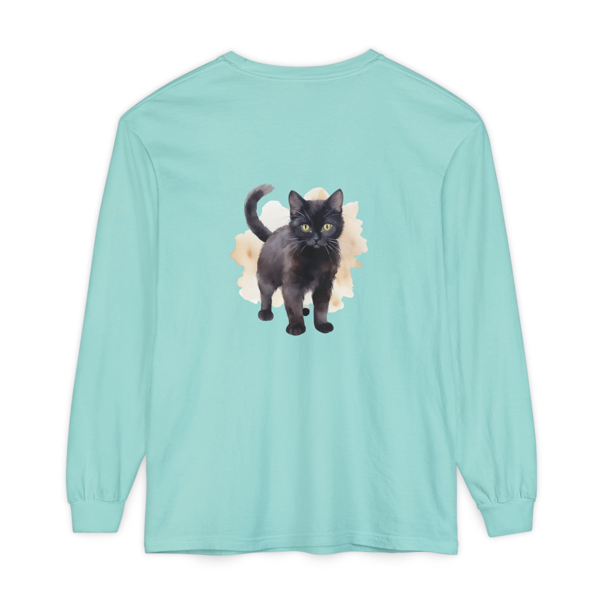 Full Sleeve Tee | Black Cat Watercolor - Unisex