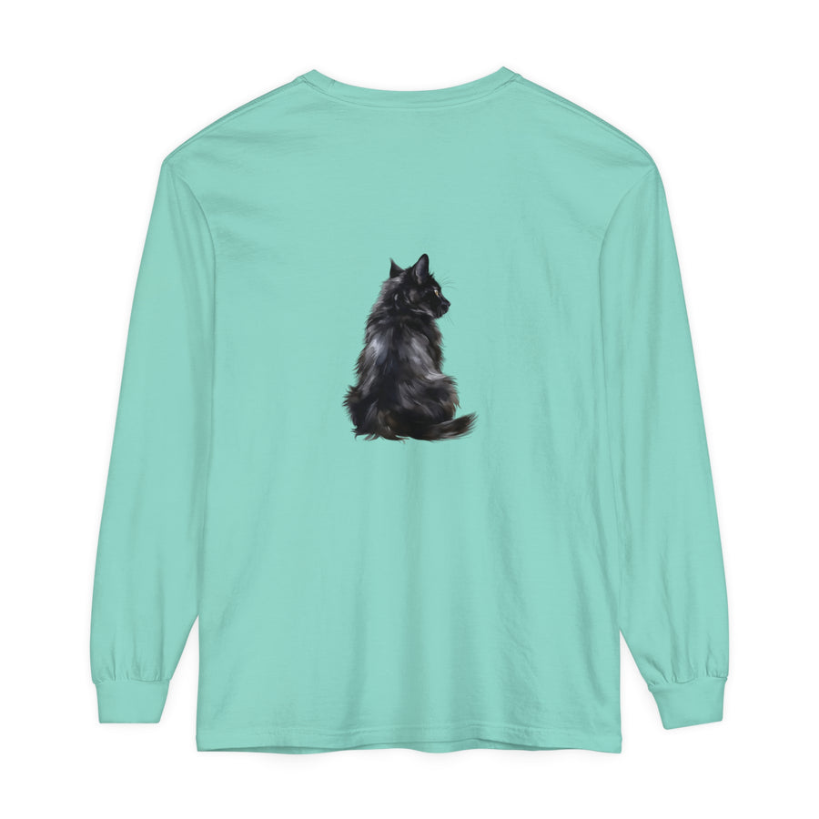 Black Cat Mystique Long Sleeve T-Shirt featuring a striking graphic design
