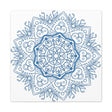 Handmade Mandala Art in Steel Blue, featuring intricate mandala design on matte canvas, stretched and framed at 125 inches