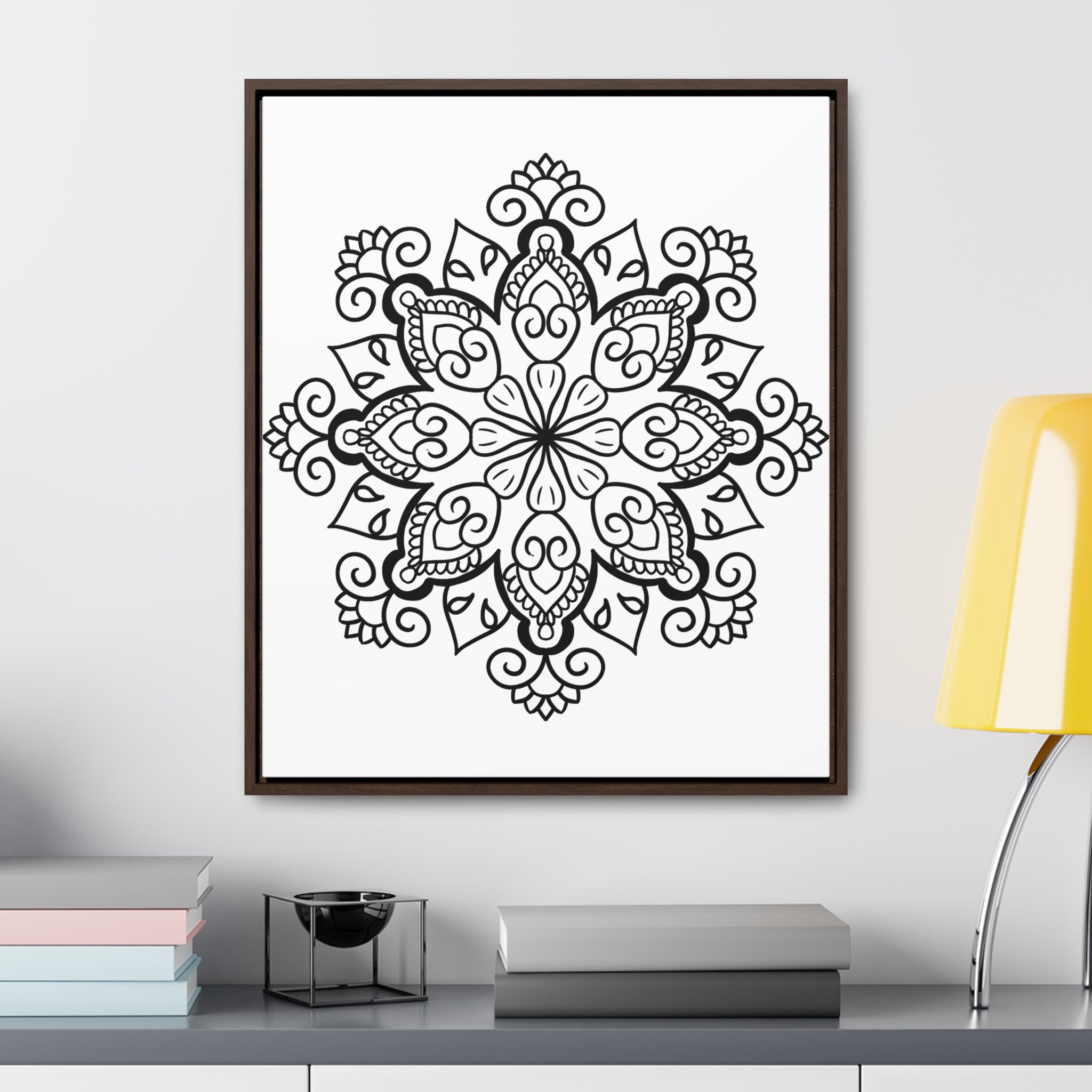 Mandala Handmade Art - Black & White Wall Art - Gallery Canvas Wraps, Vertical Frame 52