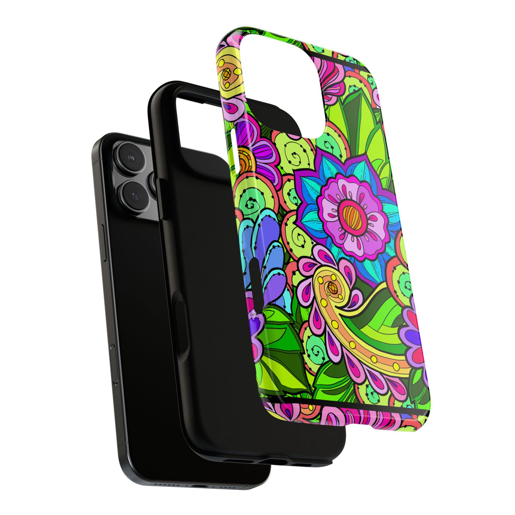 Floral Fantasy iPhone and Google Pixel Case in Bright Green Palette