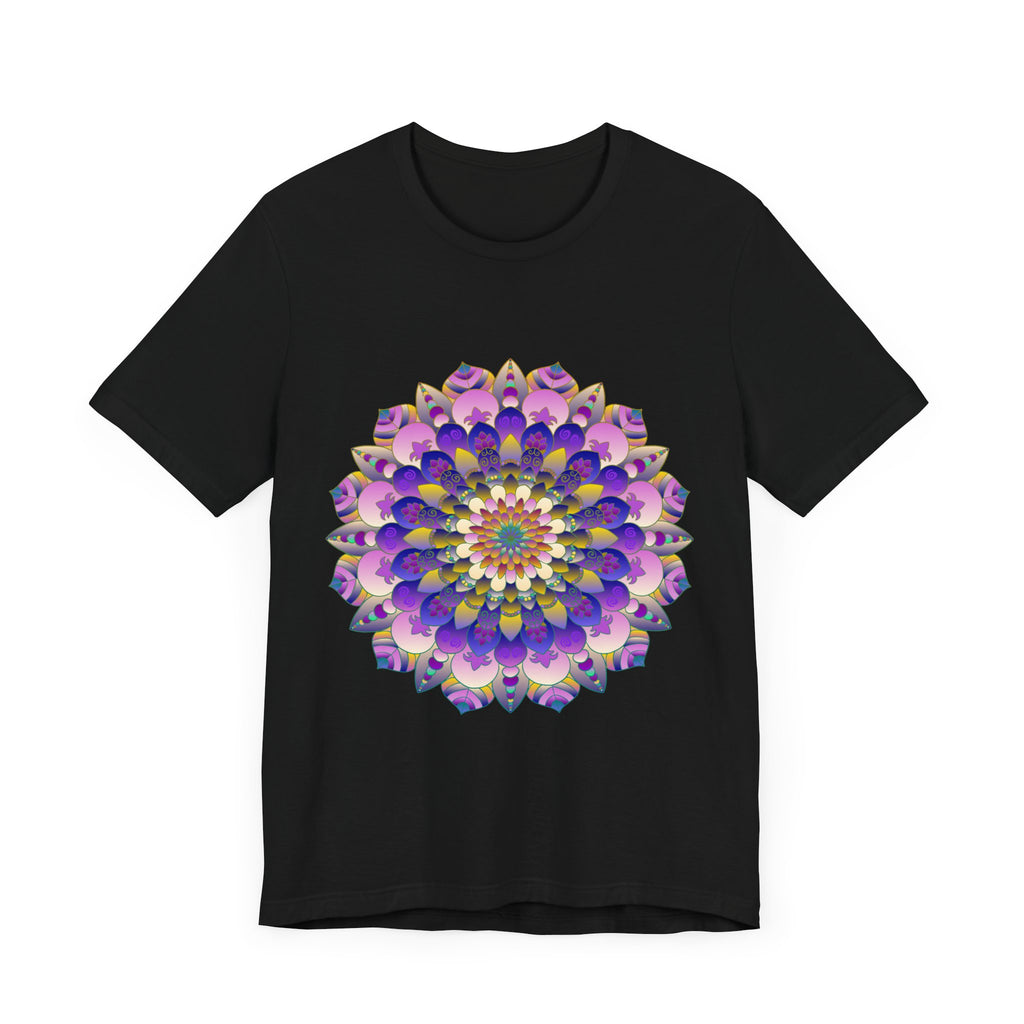 Colorful Mandala Flower T-Shirt featuring spiritual art, perfect for yoga and meditation