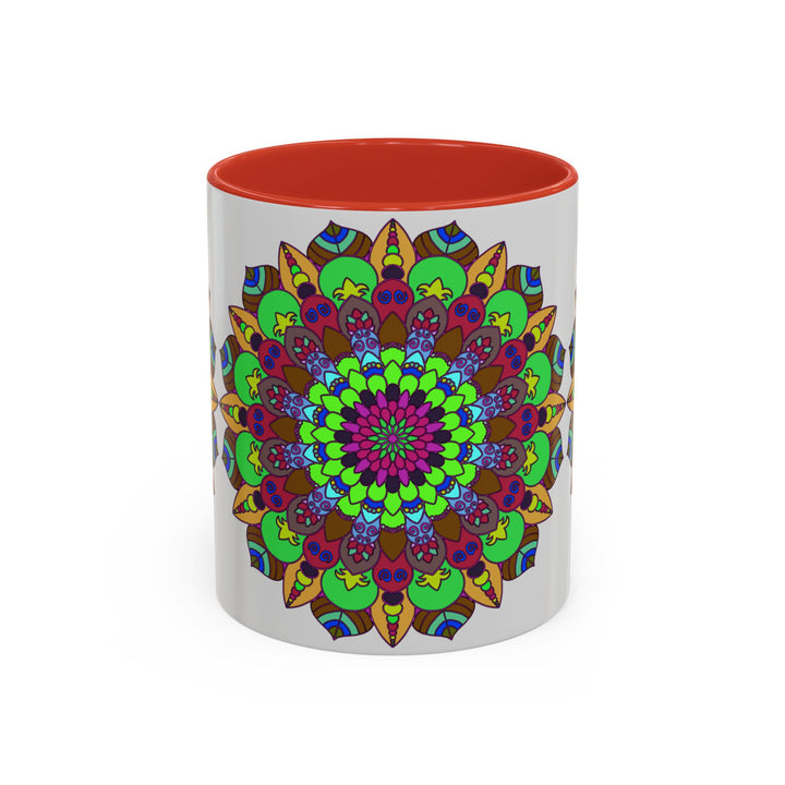 Gorgeous mandala art mug adorned with a vibrant and intricate floral design