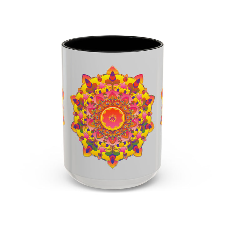 Colorful and intricate mandala art mug with unique design and vibrant colors