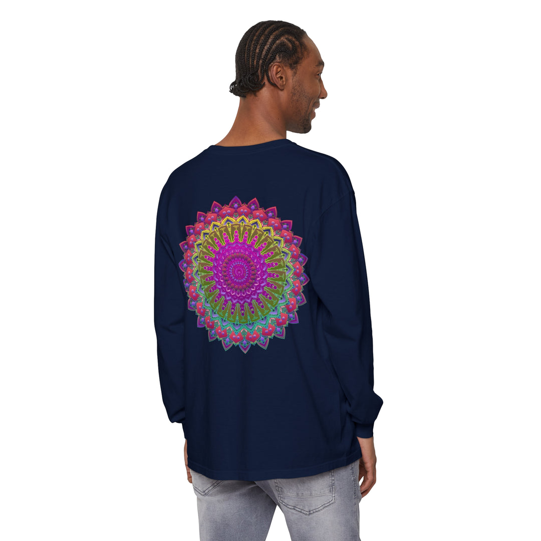 Vibrant Mandala Unisex Long Sleeve T-Shirt Reflecting Cultural and Artistic Inspiration