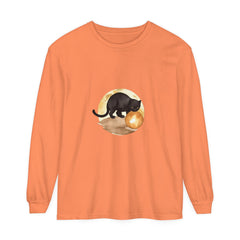 Black Cat & Moon Night Sky T-Shirt: A stylish black t-shirt featuring a black cat silhouette against a moonlit night sky, perfect for Halloween or any occasion