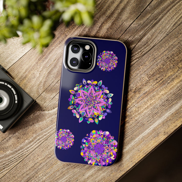 Hand Drawn Mandala Art Purple Shades Phone Case - Durable and Shock Absorbent, Perfect for Protecting Your Phone in Style