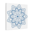 Handmade steel blue mandala design wall art on matte canvas, stretched and 125 inches thick