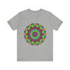 An eye-catching vibrant mandala tee featuring cosmic and interconnected designs in vivid colors