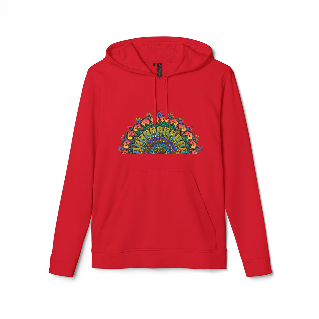 Colorful and intricate mandala print on a cozy and soft fleece hoodie