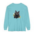 Black Cat Watercolor Splash Long Sleeve T-Shirt with vibrant and artistic design
