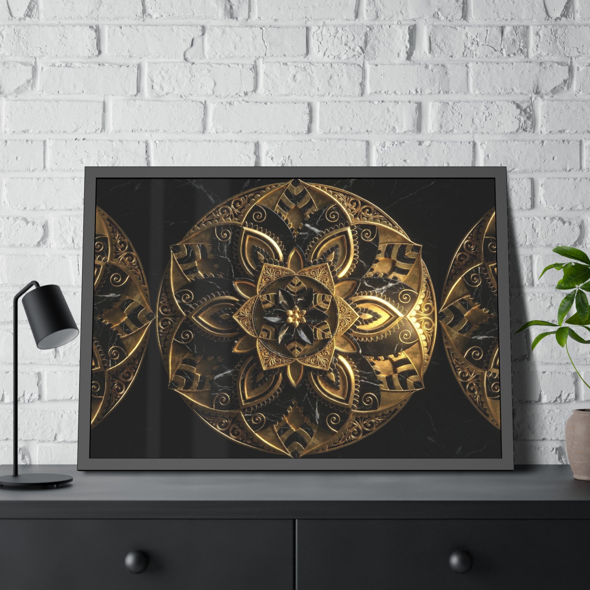 Golden Void Signature – Kunstdruck mit Zierrahmen